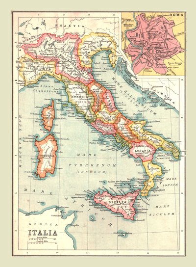 Kaart van Italië door Unbekannt