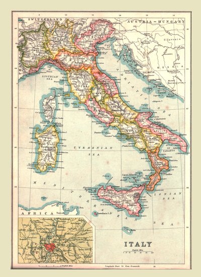 Kaart van Italië, 1902 door Unbekannt