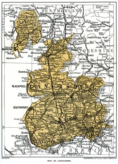 Kaart van Lancashire, 1924-1926 door Unbekannt