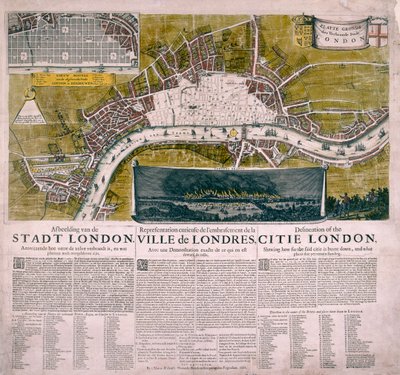 Kaart van Londen, 1666 door Unbekannt