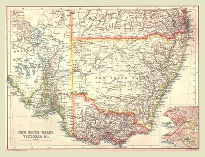 Kaart van New South Wales en Victoria, 1902 door Unbekannt
