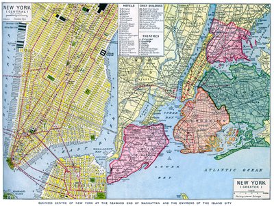 Kaart van New York City, VS, ca. 1930s door Unbekannt