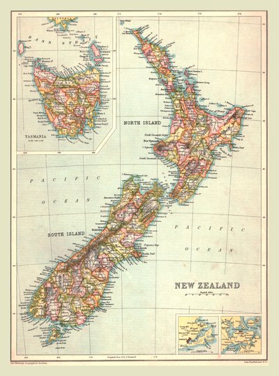 Kaart van Nieuw-Zeeland, 1902 door Unbekannt