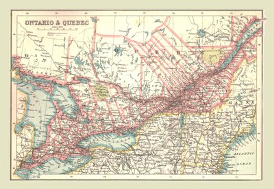 Kaart van Ontario en Quebec, 1902 door Unbekannt