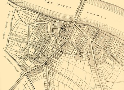 Kaart van Southwark door Unbekannt
