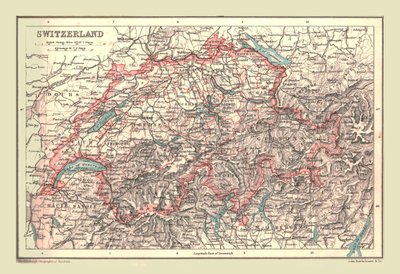 Kaart van Zwitserland, 1902 door Unbekannt