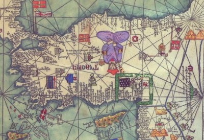 Kaart van Oost-Europa, gezien vanuit het zuiden. Reproductie van de Catalaanse Atlas door Unbekannt