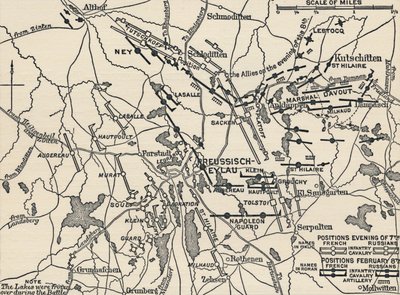 Kaart van de Slag bij Eylau, 1807 door Unbekannt