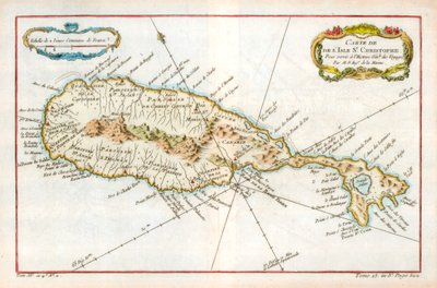 Kaart van het Caribische eiland St. Christopher, ca. 1764 door Unbekannt