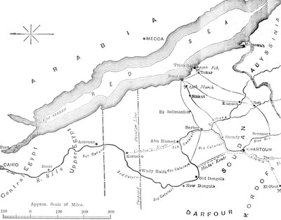 Kaart van het land tussen Egypte en de Soedan, c1881-85 door Unbekannt