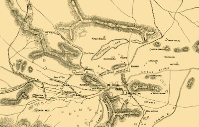 Kaart van de gevechten in de Chardeh-vallei, 1901 door Unbekannt