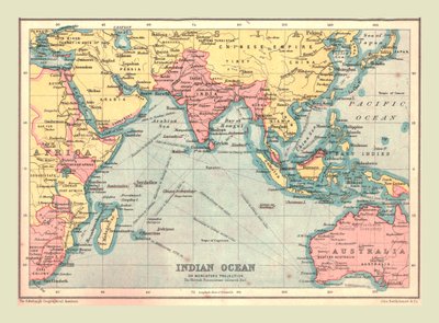 Kaart van de Indische Oceaan, 1902 door Unbekannt