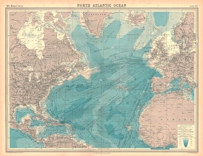 Kaart van de Noord-Atlantische Oceaan door Unbekannt