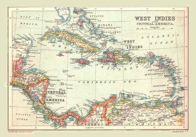 Kaart van de West-Indië en Midden-Amerika, 1902 door Unbekannt