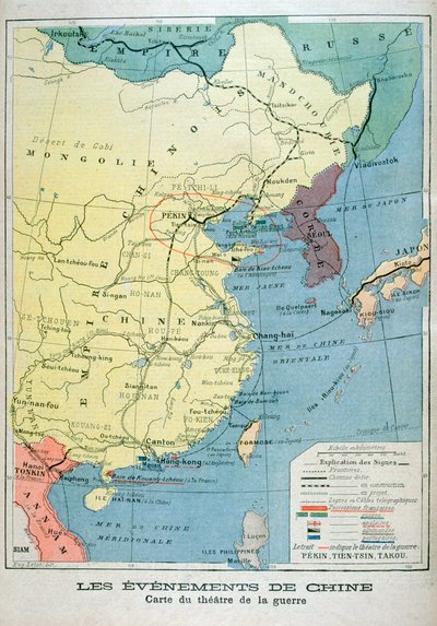Kaart van het oorlogsgebied in China, 1900 door Unbekannt