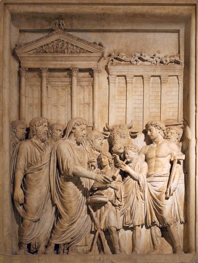 Marcus Aurelius en leden van de keizerlijke familie offeren als dank voor succes tegen Germaanse stammen door Unbekannt