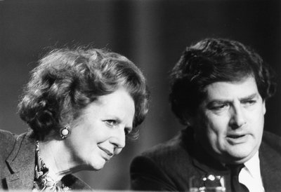 Margaret Thatcher en Nigel Lawson, Britse politici, circa 1980s door Unbekannt
