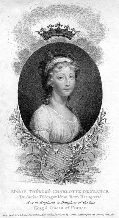 Marie-Therese-Charlotte de Bourbon, hertogin van Angoulême en dauphine van Frankrijk, 1811 door Unbekannt