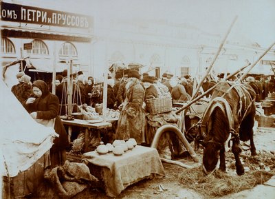 Markt op de Moskvoretskaya Embankment, Moskou, Rusland, 1911 door Unbekannt