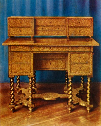 Marqueterie schrijftafel van Koning Willem III, 1938 door Unbekannt