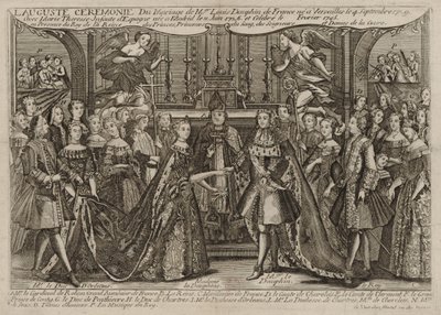 Huwelijk van Lodewijk, Dauphin van Frankrijk met Marie Thérèse Raphaëlle, Infanta van Spanje in 1745 in Versailles door Unbekannt
