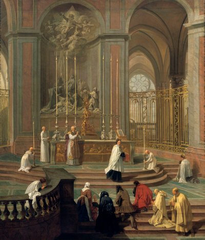 Mis opgedragen door de kanunnik de la Porte, of het hoofdaltaar van Notre Dame, Parijs door Unbekannt