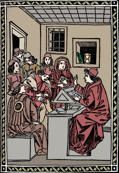 Meester met zijn studenten. Christoforo Landino, 1492 door Unbekannt