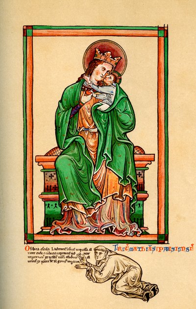 Matthew Paris aan de voeten van de Maagd en het Kind, 13e eeuw, 1892 door Unbekannt