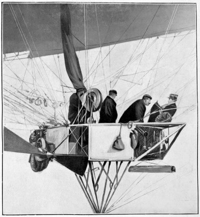 Maurice Berteaux, minister van oorlog in het Lebaudy-luchtschip, 3 november 1905 door Unbekannt