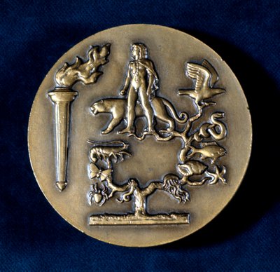 Medaille ter herdenking van Jean Baptiste de Monet, Chevalier de Lamarck, Franse bioloog, 20e eeuw door Unbekannt