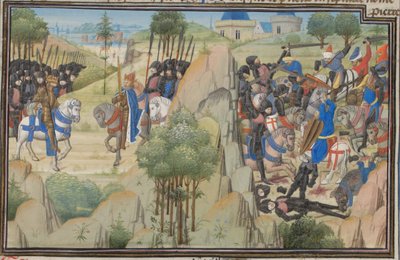 Ontmoeting van Koenraad III van Duitsland en Lodewijk VII van Frankrijk. Miniatuur uit de Historia door Willem van Tyrus, 1460s door Unbekannt