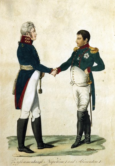 Ontmoeting van Napoleon en Alexander I door Unbekannt