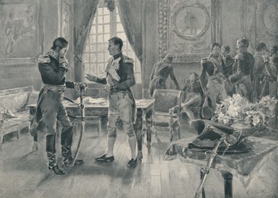 Ontmoeting van Napoleon en Tolstoi in Parijs, 1807, 1896 door Unbekannt