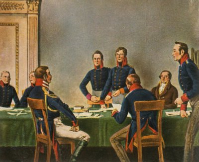 Vergadering van de Reorganisatiecommissie in Koningsbergen, 9 juli 1807 door Unbekannt