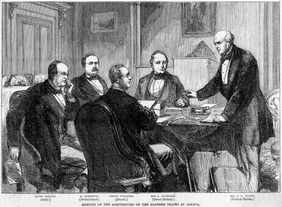 Bijeenkomst van de scheidsrechters over de Alabama Claims, Genève, Zwitserland, c1865-c1870 door Unbekannt