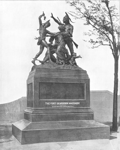 Gedenkteken van het Fort Dearborn Bloedbad, Chicago, Illinois, VS, ca. 1900 door Unbekannt