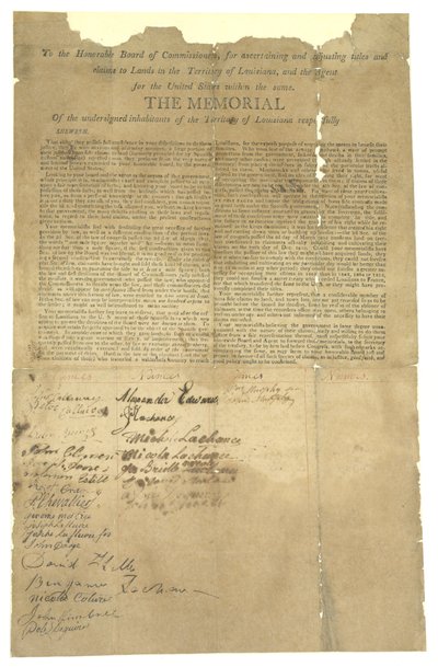 Memorial aan de Eerbare Raad van Commissarissen voor het aanpassen van landclaims in het Territorium van Louisiana, 1803-1815 door Unbekannt