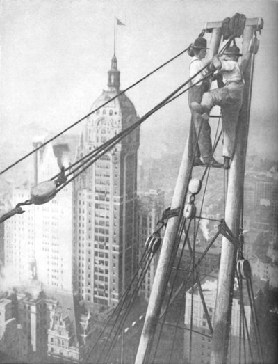 Mannen wiens zenuwen die van een bergbeklimmer op een afgrond overtreffen, ca. 1935 door Unbekannt