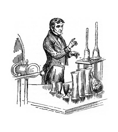 Michael Faraday geeft een lezing in de Royal Institution, Londen, 1835, 20e eeuw door Unbekannt