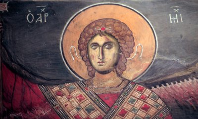 Aartsengel Michaël Byzantijnse fresco uit de Panagia tou Arakos kerk 12e eeuw Cyprus door Unbekannt