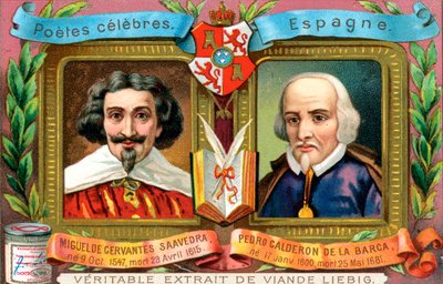 Miguel de Cervantes Saavedra en Pedro Calderon De La Barca, ca. 1900 door Unbekannt