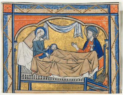 Miniatuur uitgesneden uit een Psalter: De Geboorte, c. 1270 door Unbekannt