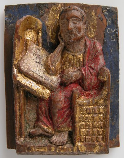 Miniatuur reliëf van Sint Marcus aan zijn schrijftafel, ca. 1200-1225 door Unbekannt