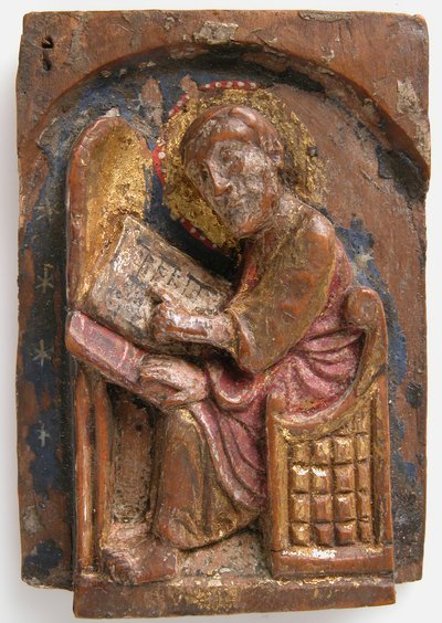 Miniatuur reliëf van een Sint Lucas aan zijn schrijftafel door Unbekannt