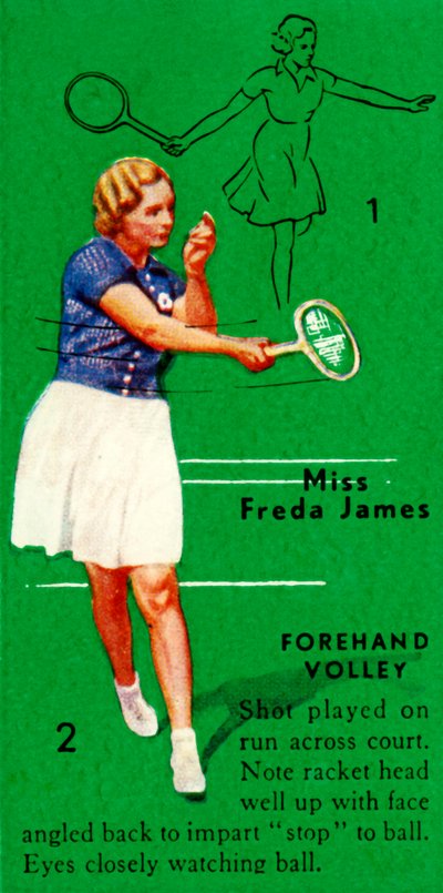 Miss Freda James - Forehand Volley, ca. 1935 door Unbekannt