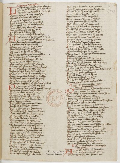 Ménagier de Paris, een manuscriptpagina door Unbekannt