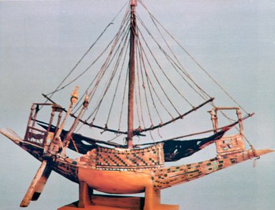 Modelboot met tuigage, graf van Toetanchamon, 14e eeuw v.Chr. door Unbekannt