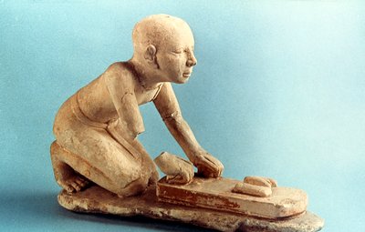Model van een bakker die deeg kneedt en broden vormt, Oud-Egyptisch door Unbekannt