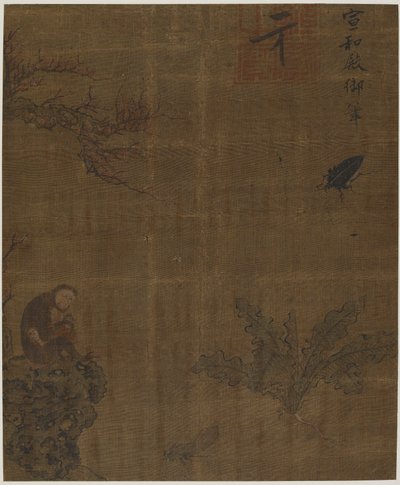 Apen, insecten en kool, Mogelijk Ming-dynastie, 1368-1644 door Unbekannt