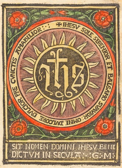 Monogram JHS in een vlammende cirkel, ca. 1500 door Unbekannt